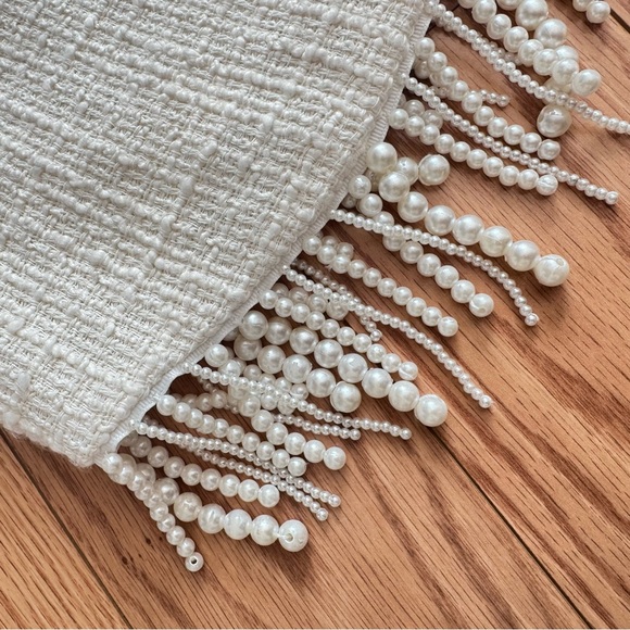 Jason Wu Cream Sleeveless Crop Top Pearl Fringe - Picture 7 of 10